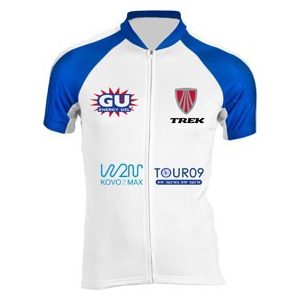 חולצת רכיבה מקצועית מנדפת זיעה כחול עם לוגויים