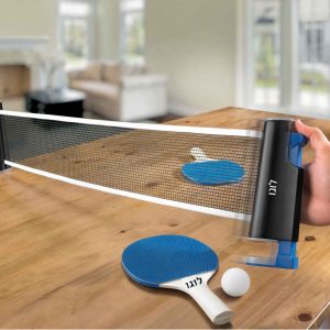 סט רשת פינג פונג מחובר לשלחן עם 2 מתכות וכדור