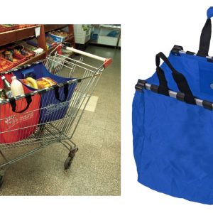 סלי תליה כחול ואדום בעגלת הסופר